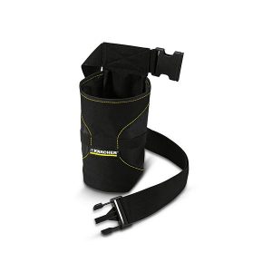 Práctico cinturón, color negro con bolsa para guardar la limpiadora de cristales y la botella pulverizadora