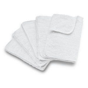 5 paños de color blanco, Sin pelusas, muy absorbentes y resistentes.